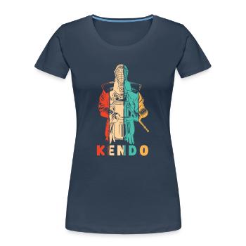 Kata Kenjusu Shinai Samurai Kendo - Women's Premium Organic T-Shirt - navy - Front - Mia (176cm)