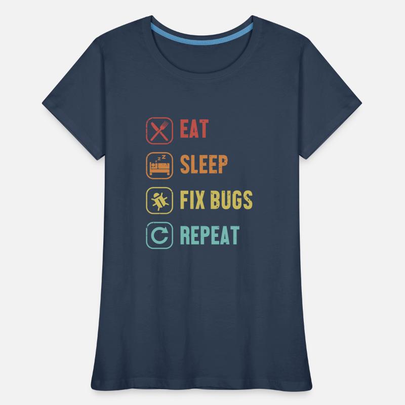 Eat Sleep Fix Bugs Repeat Coder Engineer Software Women's Premium Organic T-Shirt