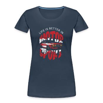 Motorsport present racing car auto bike vintage - Women's Premium Organic T-Shirt - navy - Front - Mia (176cm)