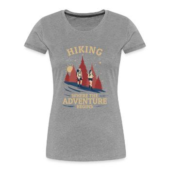 Randonnée là où l’aventure commence Trekking - T-shirt bio Premium Femme - bleu marine - Devant - Mia (176cm)