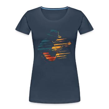 Gitarre Gitarrist retro vintage - Frauen Premium Bio T-Shirt - Navy - Vorne - Mia (176cm)