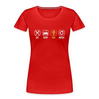 Eat Sleep Hike Repeat Trekking Mountain Hiking Hiking - Women's Premium Organic T-Shirt - navy - Front - Mia (176cm)