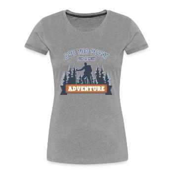 Ready For New Adventure Hiking Trekking - Frauen Premium Bio T-Shirt - Navy - Vorne - Mia (176cm)
