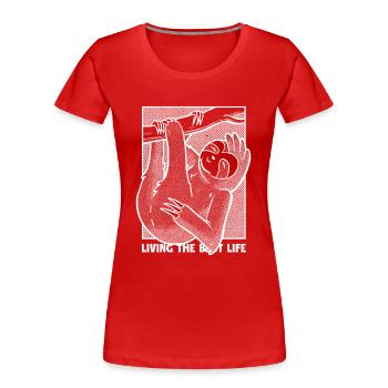 Das beste Leben leben Folivora Braunkehl - Frauen Premium Bio T-Shirt - Navy - Vorne - Mia (176cm)