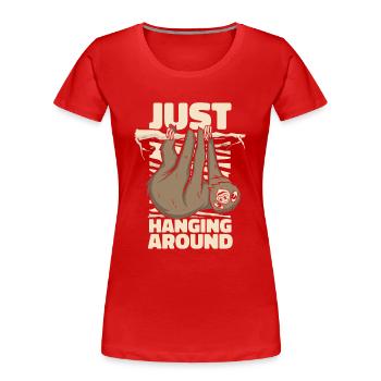 Ich hänge nur mit Braunkehl-Pilosa herum - Frauen Premium Bio T-Shirt - Navy - Vorne - Mia (176cm)