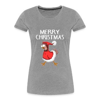 Poulet de Noël Joyeux Noël - T-shirt bio Premium Femme - bleu marine - Devant - Mia (176cm)