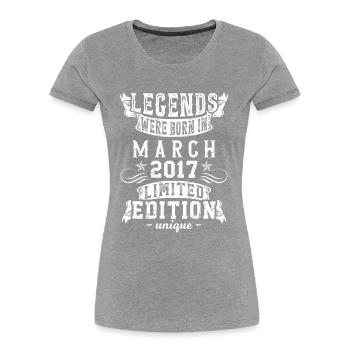 Anniversaire Mars 2017 Année Édition Limitée - T-shirt bio Premium Femme - bleu marine - Devant - Mia (176cm)
