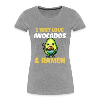 J’adore les avocats et les ramen - T-shirt bio Premium Femme - bleu marine - Devant - Mia (176cm)
