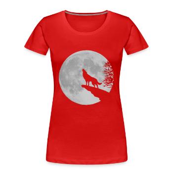 Werwolf Wolf heulen Mond Vollmond Klippe Felsen - Frauen Premium Bio T-Shirt - Navy - Vorne - Mia (176cm)