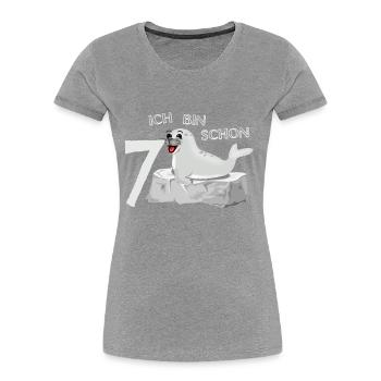 Lachende Robbe auf Fels - 7. Geburtstag - Frauen Premium Bio T-Shirt - Navy - Vorne - Mia (176cm)