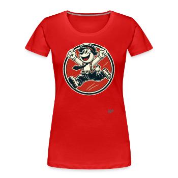 Cheerful Retro Dog Boy - Women's Premium Organic T-Shirt - navy - Front - Mia (176cm)