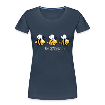 Be different - be yourself - Biene - Bee - 3C - Frauen Premium Bio T-Shirt - Navy - Vorne - Mia (176cm)