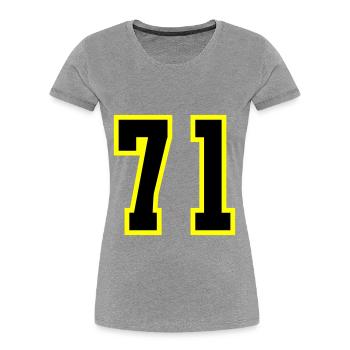 71 Zahl Trikot - Frauen Premium Bio T-Shirt - Navy - Vorne - Mia (176cm)