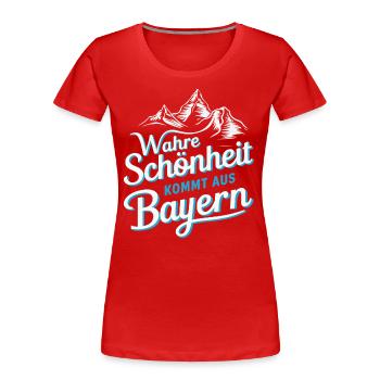 Freistaat Bayern Bayrisch - Frauen Premium Bio T-Shirt - Navy - Vorne - Mia (176cm)