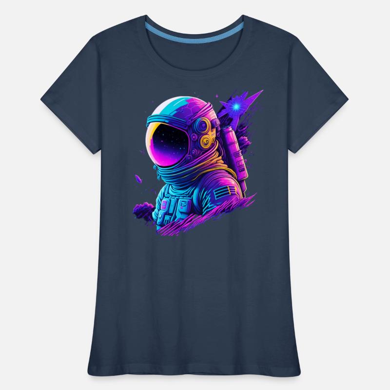 Synthwave Astronaut Space Explorer Women's Premium Organic T-Shirt