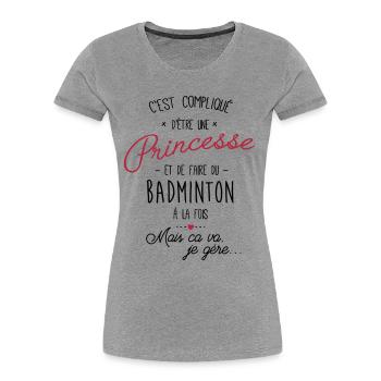 princesse et Badminton - T-shirt bio Premium Femme - bleu marine - Devant - Mia (176cm)