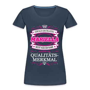 Qualitätsmerkmal Mariella einfach Erstklassig - Frauen Premium Bio T-Shirt - Navy - Vorne - Mia (176cm)