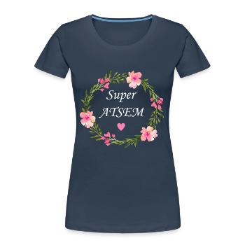 Super atsem - T-shirt bio Premium Femme - bleu marine - Devant - Mia (176cm)