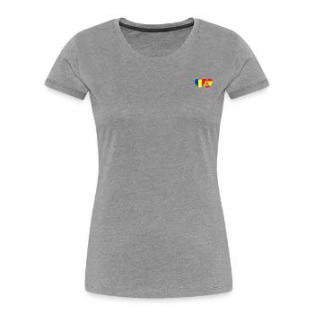 Rumänien Spanien Flagge Herz - Frauen Premium Bio T-Shirt - Navy - Vorne - Mia (176cm)