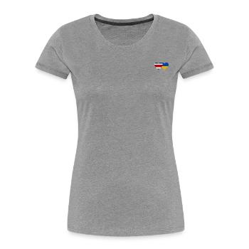 Coeur de drapeau du Costa Rica Ukraine - T-shirt bio Premium Femme - bleu marine - Devant - Mia (176cm)