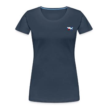 Tschechien Schottland Flagge Herz - Frauen Premium Bio T-Shirt - Navy - Vorne - Mia (176cm)