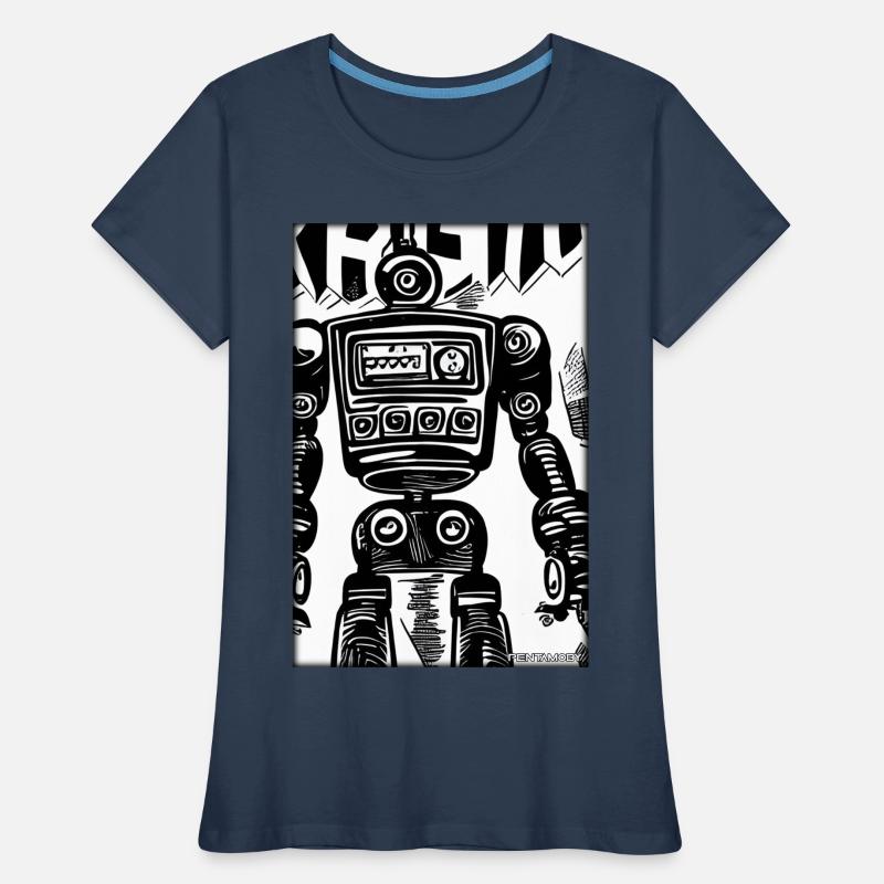 Robot Comic Future Cyborg Machine Technology T-shirt bio Premium Femme