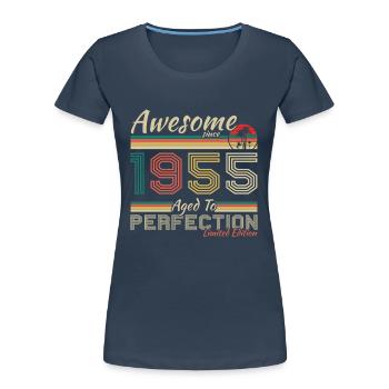 1955 Vintage Retro Jubiläumsgeschenk - Frauen Premium Bio T-Shirt - Navy - Vorne - Mia (176cm)
