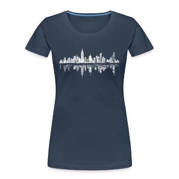 Silhouette de la ligne d’horizon de New York - T-shirt bio Premium Femme - bleu marine - Devant - Mia (176cm)