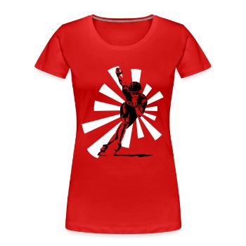 Speed Skater - Frauen Premium Bio T-Shirt - Navy - Vorne - Mia (176cm)