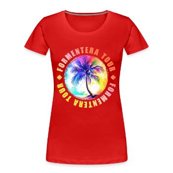 Formentera Tour Coloré - T-shirt bio Premium Femme - bleu marine - Devant - Mia (176cm)