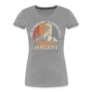 20 ans de grandeur depuis janvier 2004 - T-shirt bio Premium Femme - bleu marine - Devant - Mia (176cm)