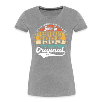 Né en février 1965 - cadeau d'anniversaire - T-shirt bio Premium Femme - bleu marine - Devant - Mia (176cm)