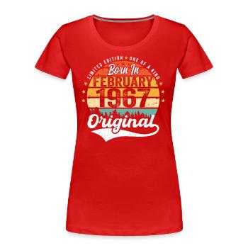 Né en février 1967 - cadeau d'anniversaire - T-shirt bio Premium Femme - bleu marine - Devant - Mia (176cm)