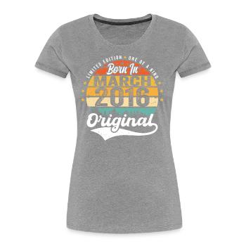March 2016 Vintage Vintage Retro Birthday 2016 - Women's Premium Organic T-Shirt - navy - Front - Mia (176cm)