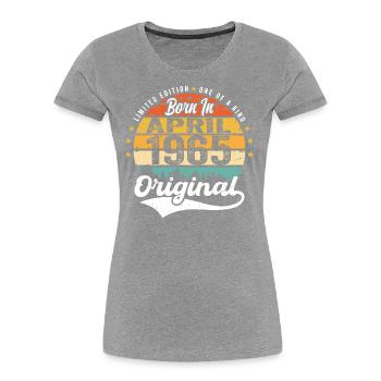 April 1965 Birthday Gift April 1965 Vintage - Women's Premium Organic T-Shirt - navy - Front - Mia (176cm)