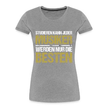 Anyone can study - Musician Edition - Women's Premium Organic T-Shirt - navy - Front - Mia (176cm)