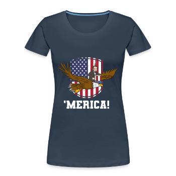 USA Flagge | Patriot Patriotismus Amerika Geschenk - Frauen Premium Bio T-Shirt - Navy - Vorne - Mia (176cm)