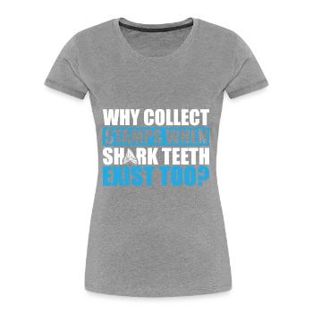 Dent de requin - T-shirt bio Premium Femme - bleu marine - Devant - Mia (176cm)