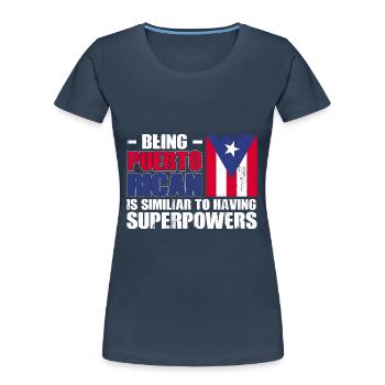 Puerto Rico Flagge | Puerto Ricaner Geschenkideen - Frauen Premium Bio T-Shirt - Navy - Vorne - Mia (176cm)