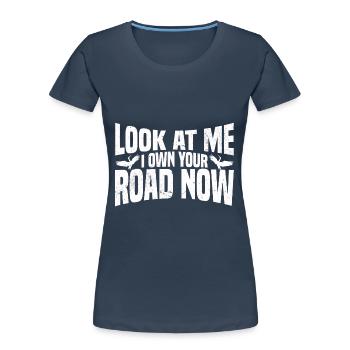 Kanadischer Kranich - Frauen Premium Bio T-Shirt - Navy - Vorne - Mia (176cm)