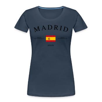 Madrid Spanien Flagge – Urlaub Souvenir & Geschenk - Frauen Premium Bio T-Shirt - Navy - Vorne - Mia (176cm)