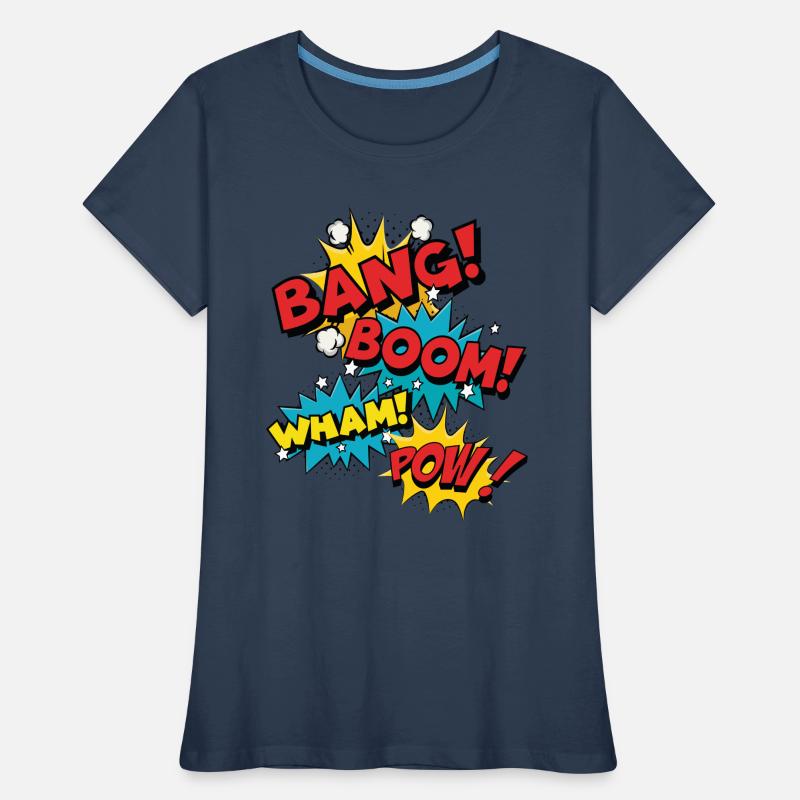 Bang Boom Pow Wham - Comic Speech Bubbles Women's Premium Organic T-Shirt