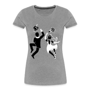 Mariée - marié - mariage - Paire - T-shirt bio Premium Femme - bleu marine - Devant - Mia (176cm)