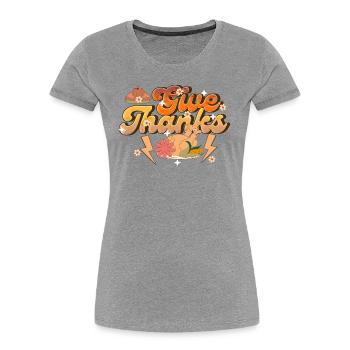 Thankful Give Thanks - Retro Thanksgiving Women - Women's Premium Organic T-Shirt - navy - Front - Mia (176cm)