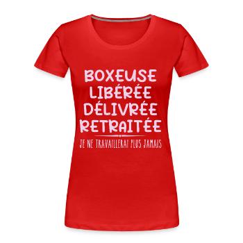Boxer celebrates retirement with humor gift - Women's Premium Organic T-Shirt - navy - Front - Mia (176cm)