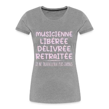 Musicienne célèbre sa retraite avec humour cadeau - T-shirt bio Premium Femme - bleu marine - Devant - Mia (176cm)