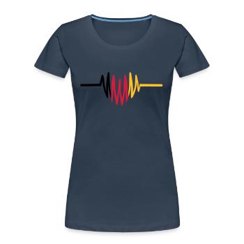 Deutschland Herz - Frauen Premium Bio T-Shirt - Navy - Vorne - Mia (176cm)
