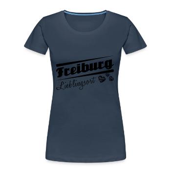 Freiburg - Lieblingsort mit Stadtnamen - Frauen Premium Bio T-Shirt - Navy - Vorne - Mia (176cm)