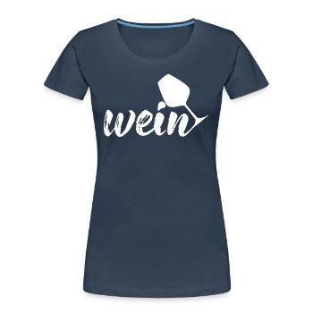 Wein, weiß - Frauen Premium Bio T-Shirt - Navy - Vorne - Mia (176cm)