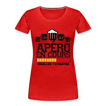 apéro en cours ,t-shirts apéro, message - T-shirt bio Premium Femme - bleu marine - Devant - Mia (176cm)